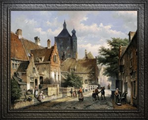 Villagers On A Sunlit Dutch Street by Willem Koekkoek Fine Art Old Masters Reproduction